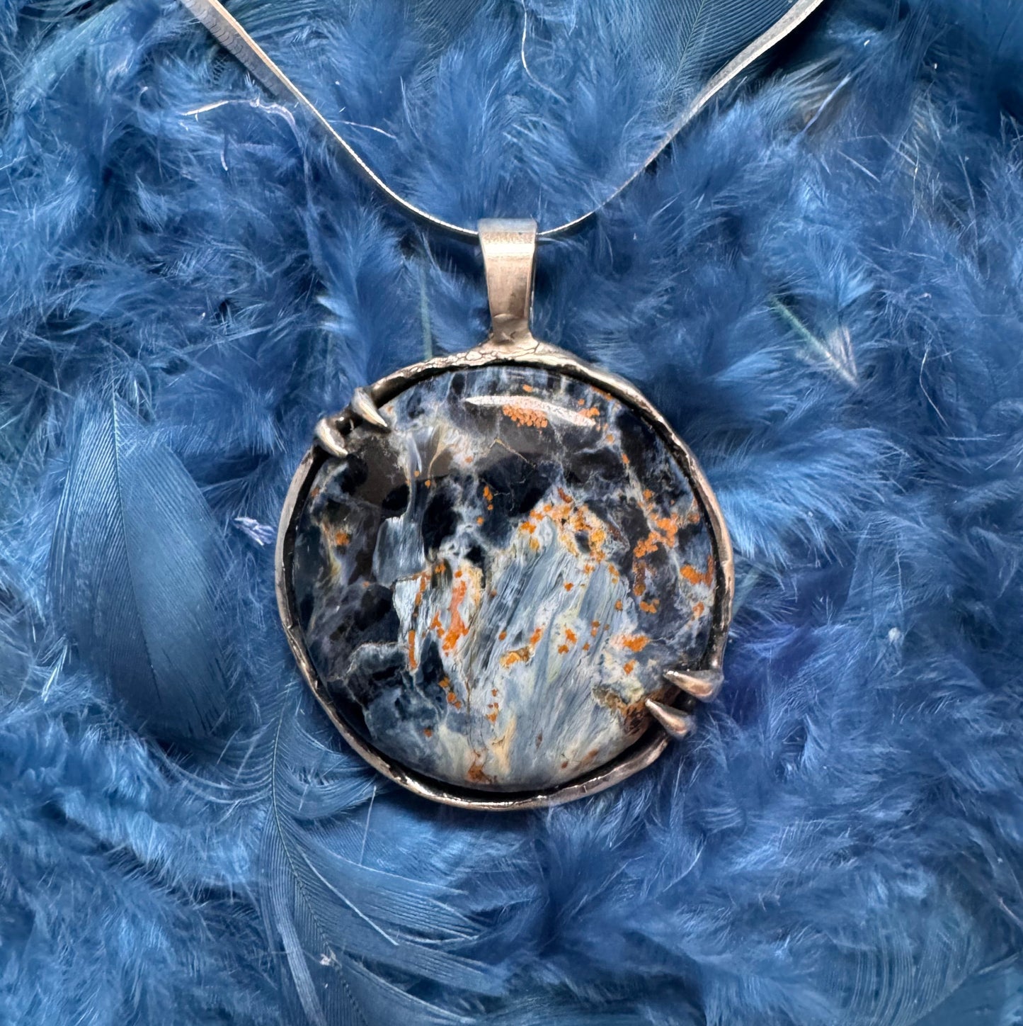 Pietersite Globe Pendant in Silver