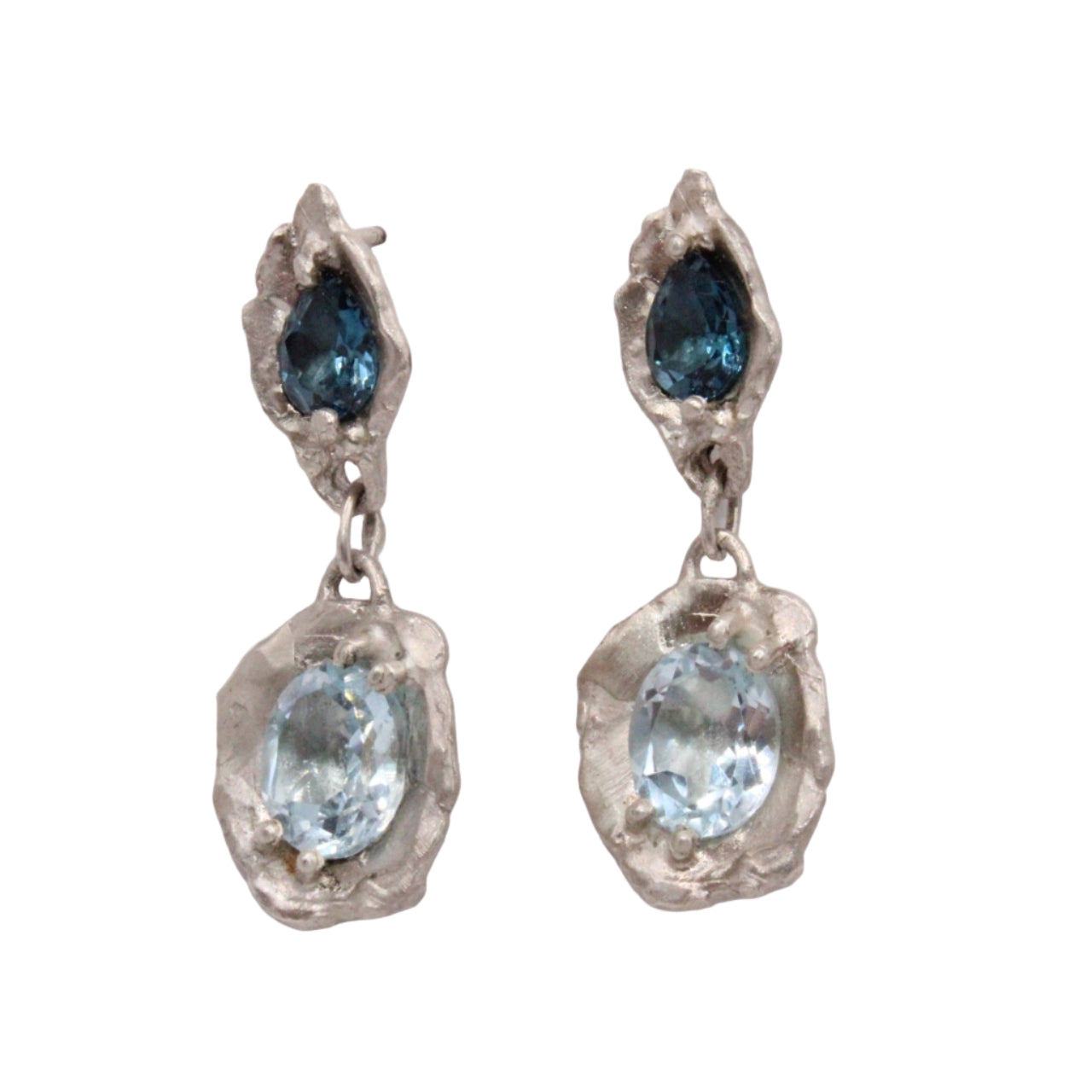 Blue Topaz Drop Earrings oval