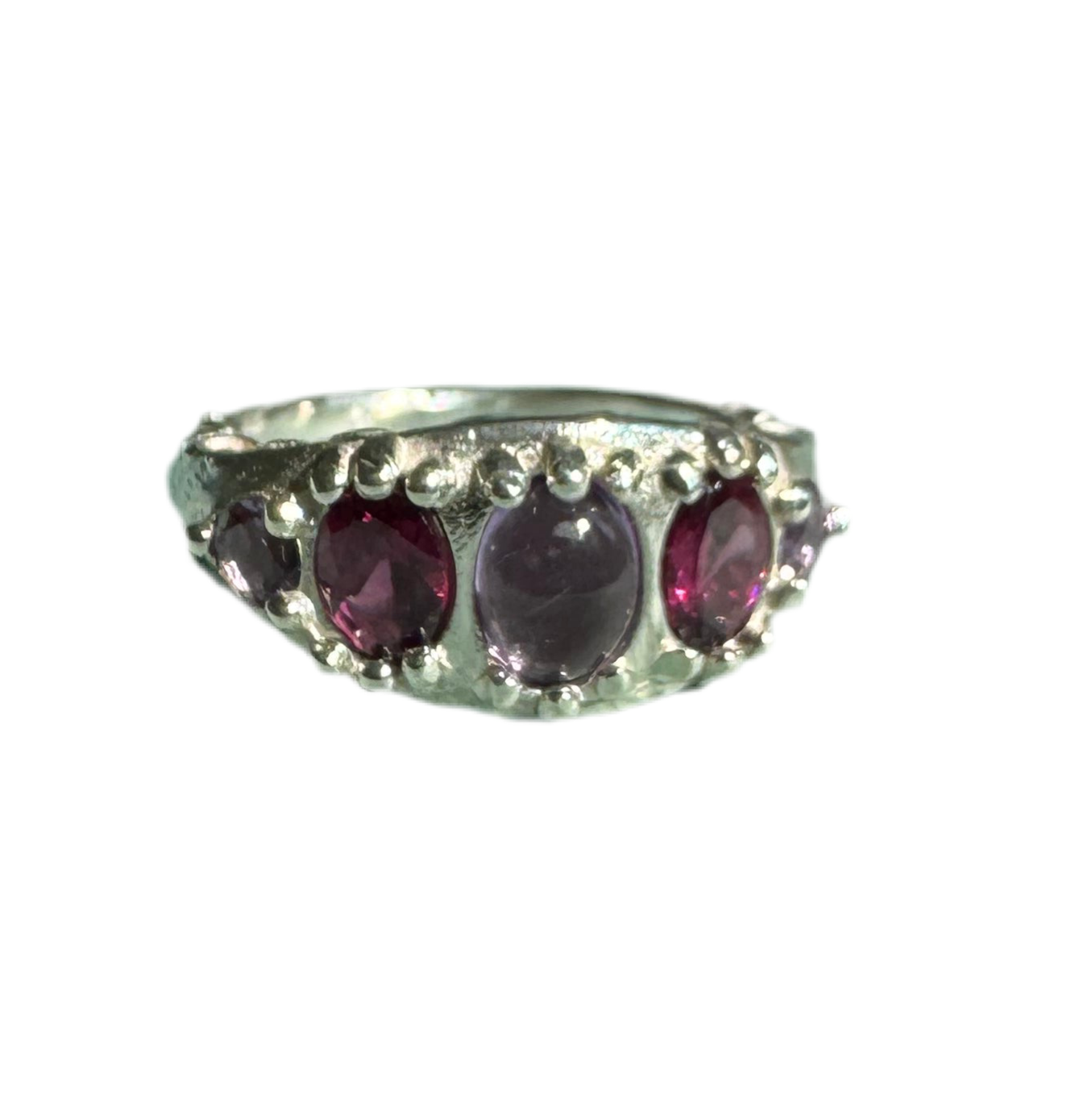 Starry night amethyst and garnet ring