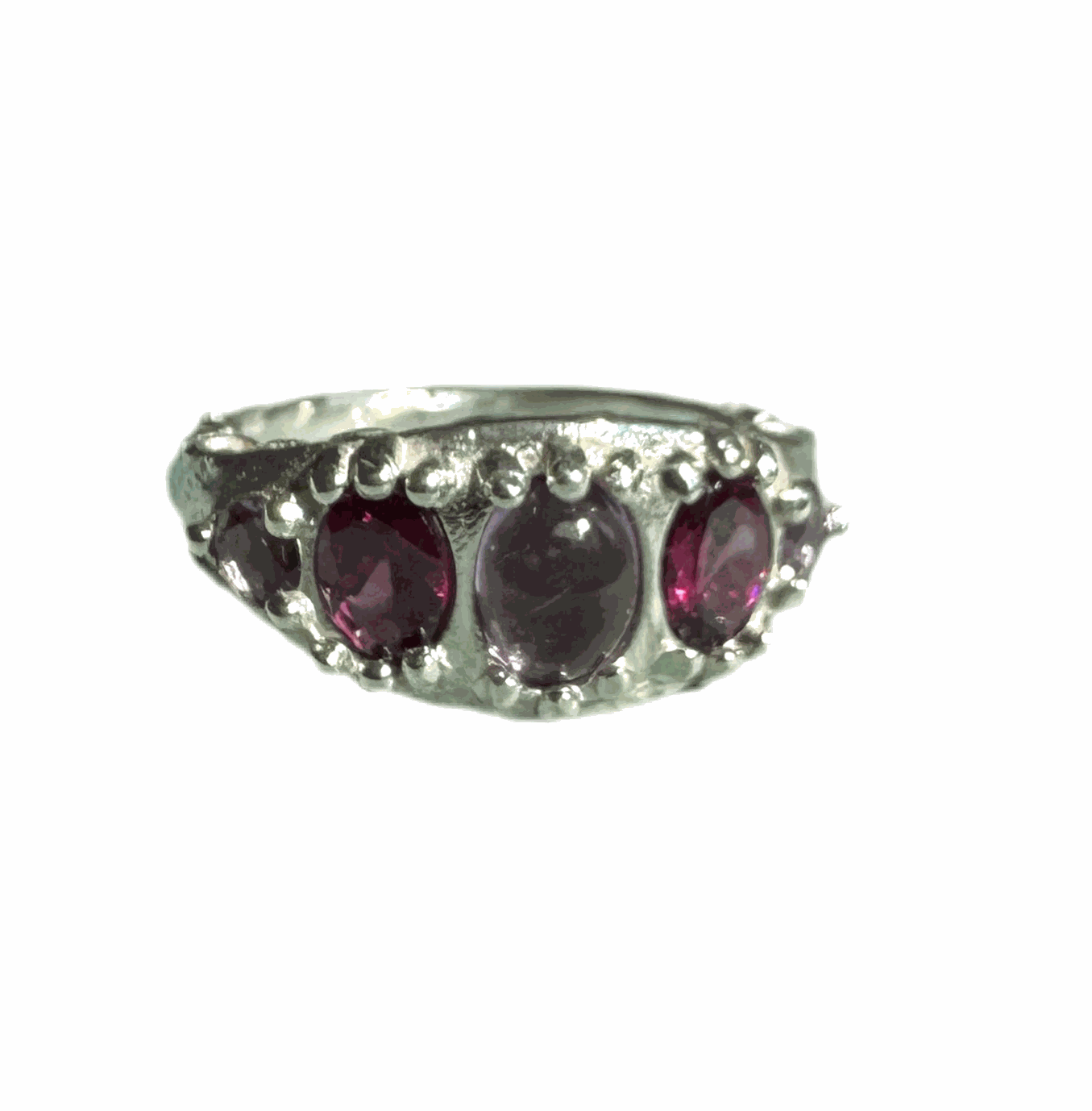 Starry night amethyst and garnet ring showcasing deep purple amethyst and red garnet stones in elegant setting