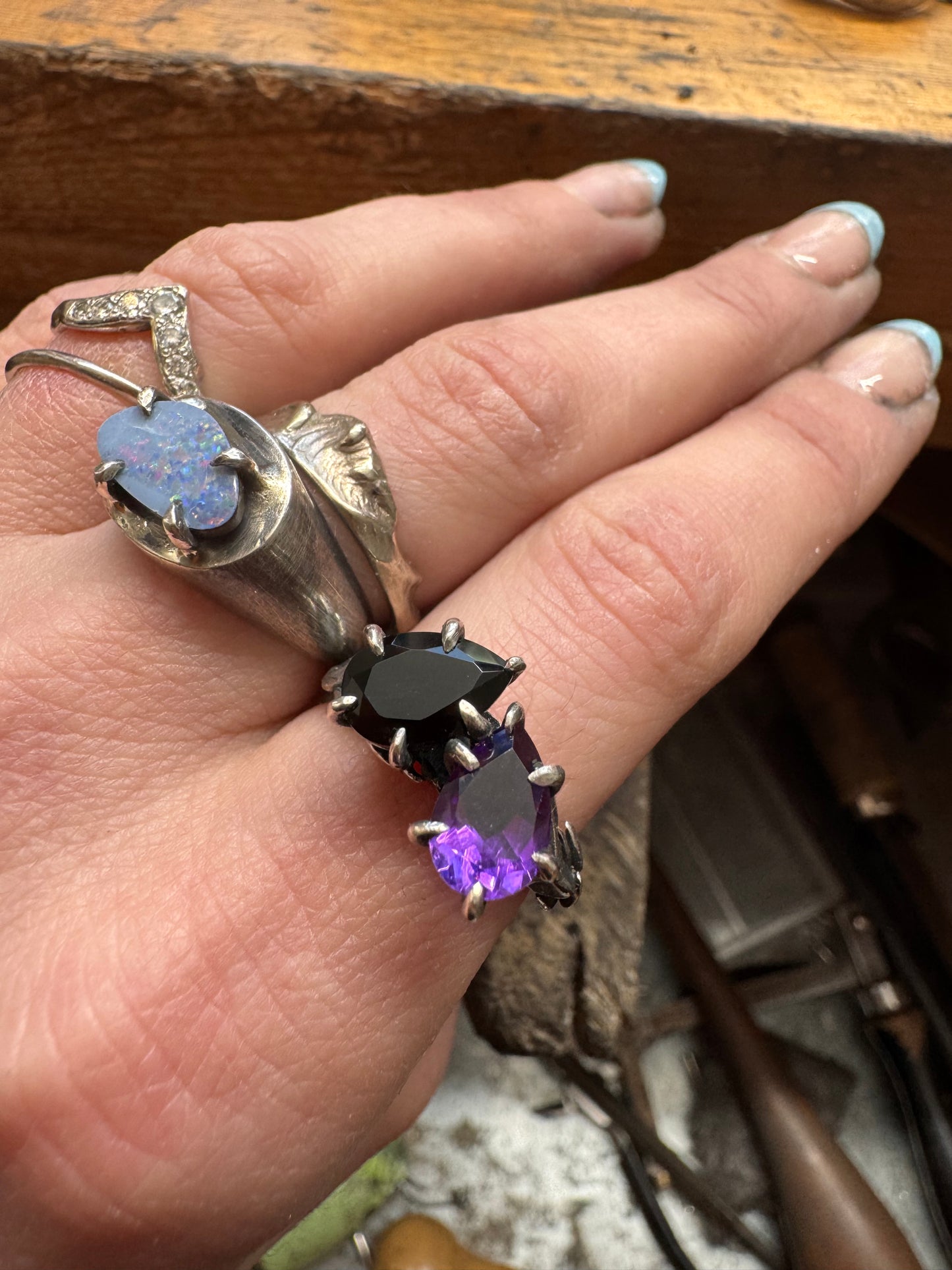 Moi et Toi with onyx and amethyst