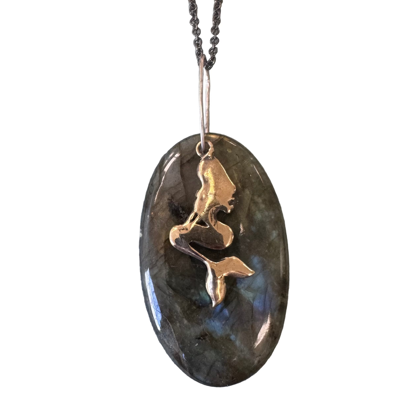 Mermaid bronze and labradorite pendant