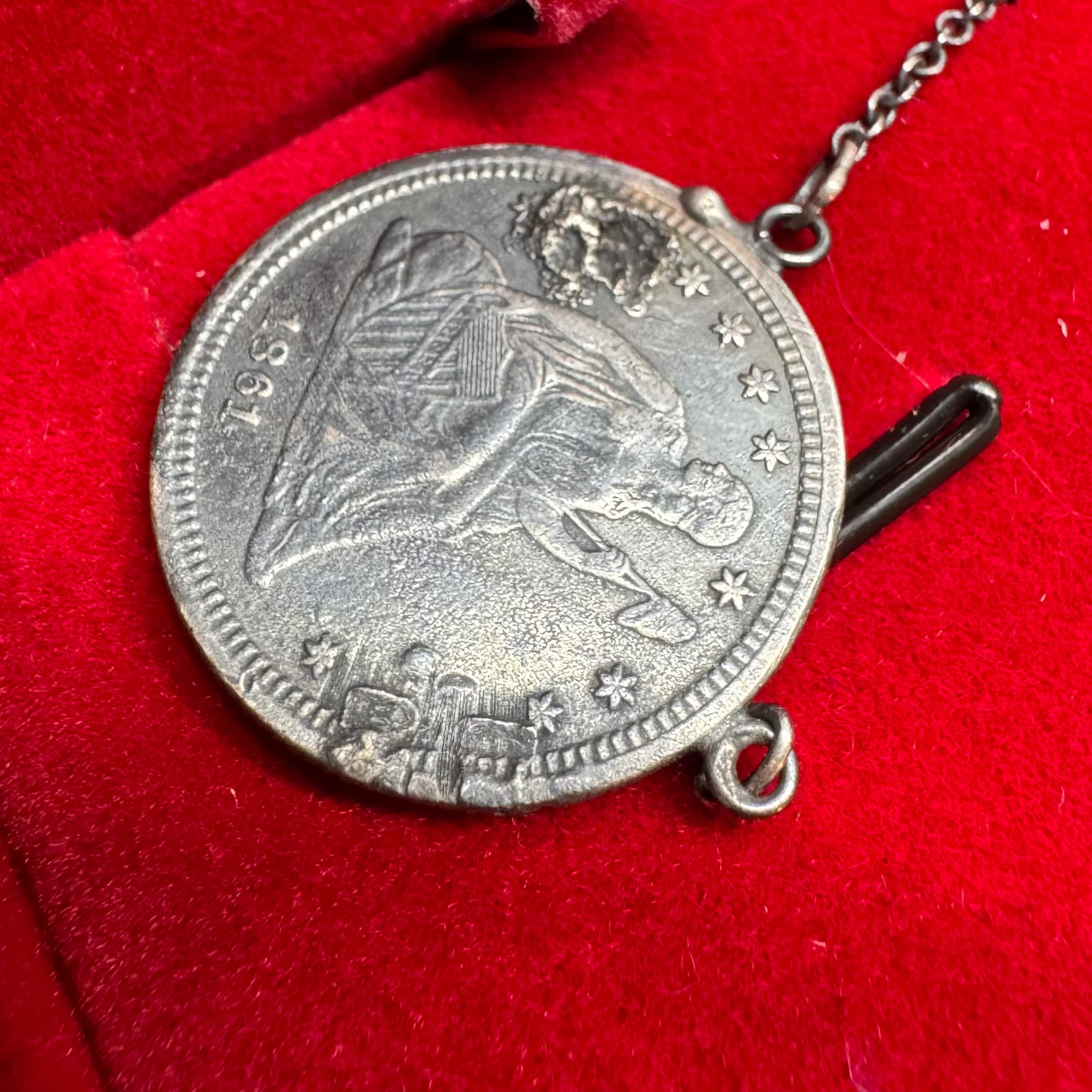 “R” Love Token on a 1861 silver quarter