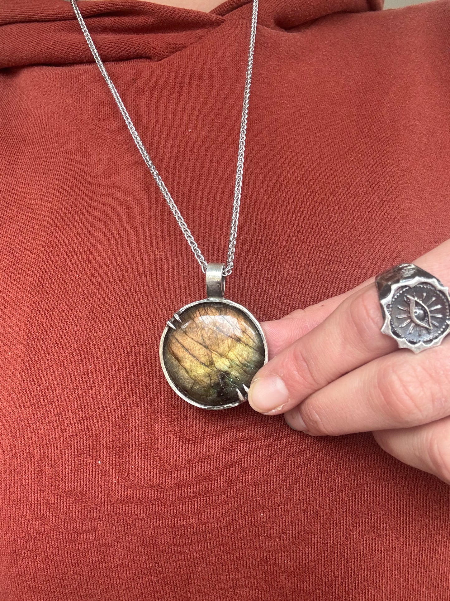 Rainbow moonstone pendant