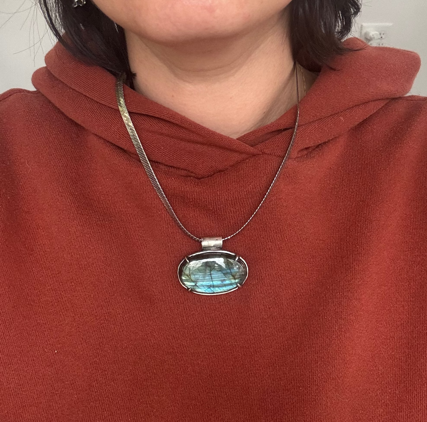 Large Labradorite Pendant with Blue Flash