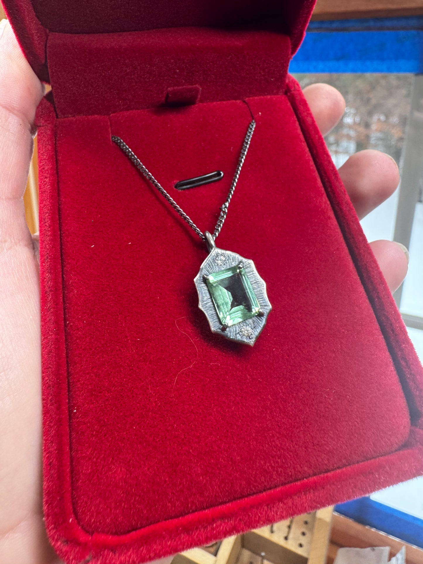 Green Amethyst Sterling Silver pendant
