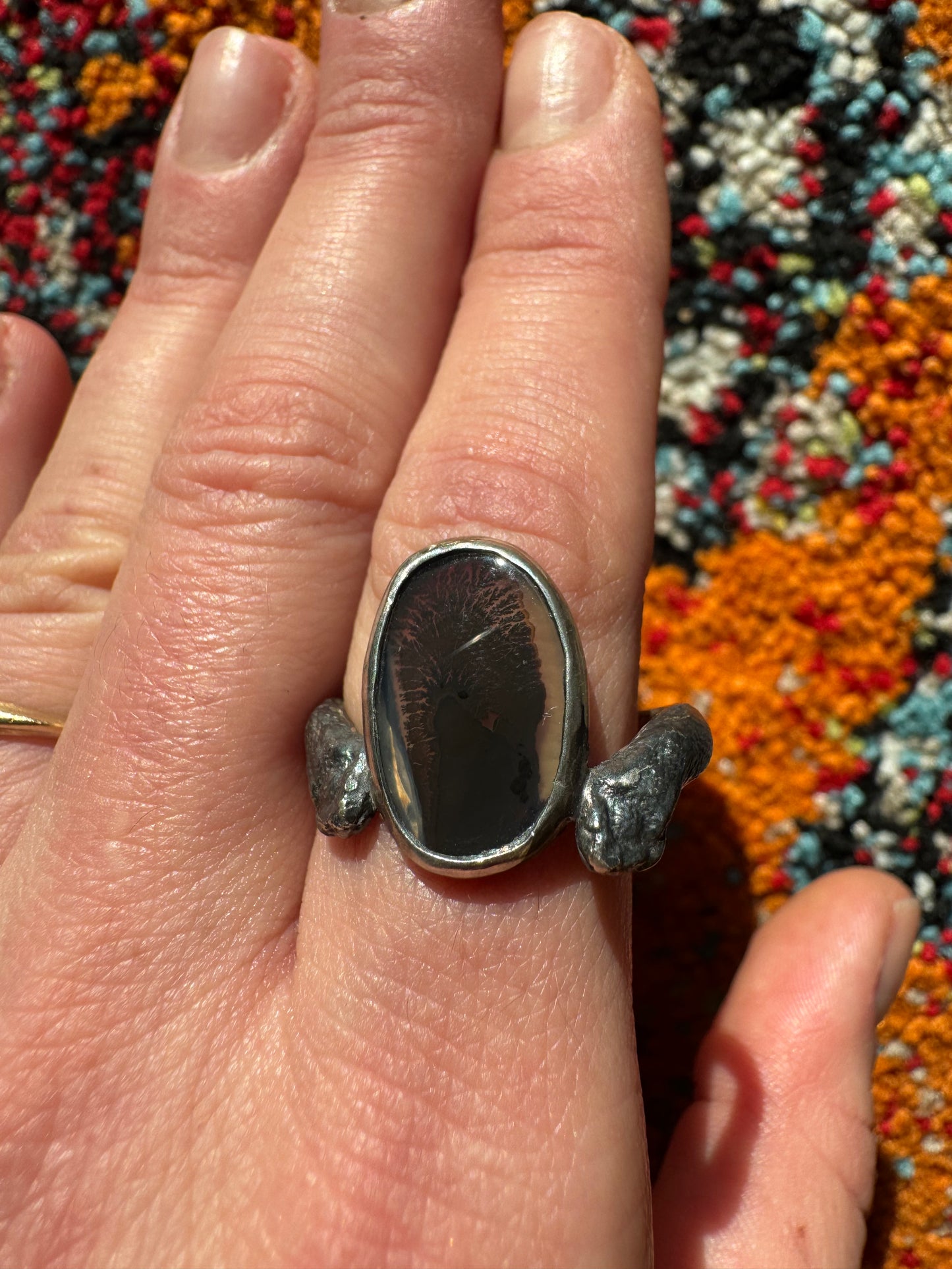 Dendritic agate snake ring size 8.5