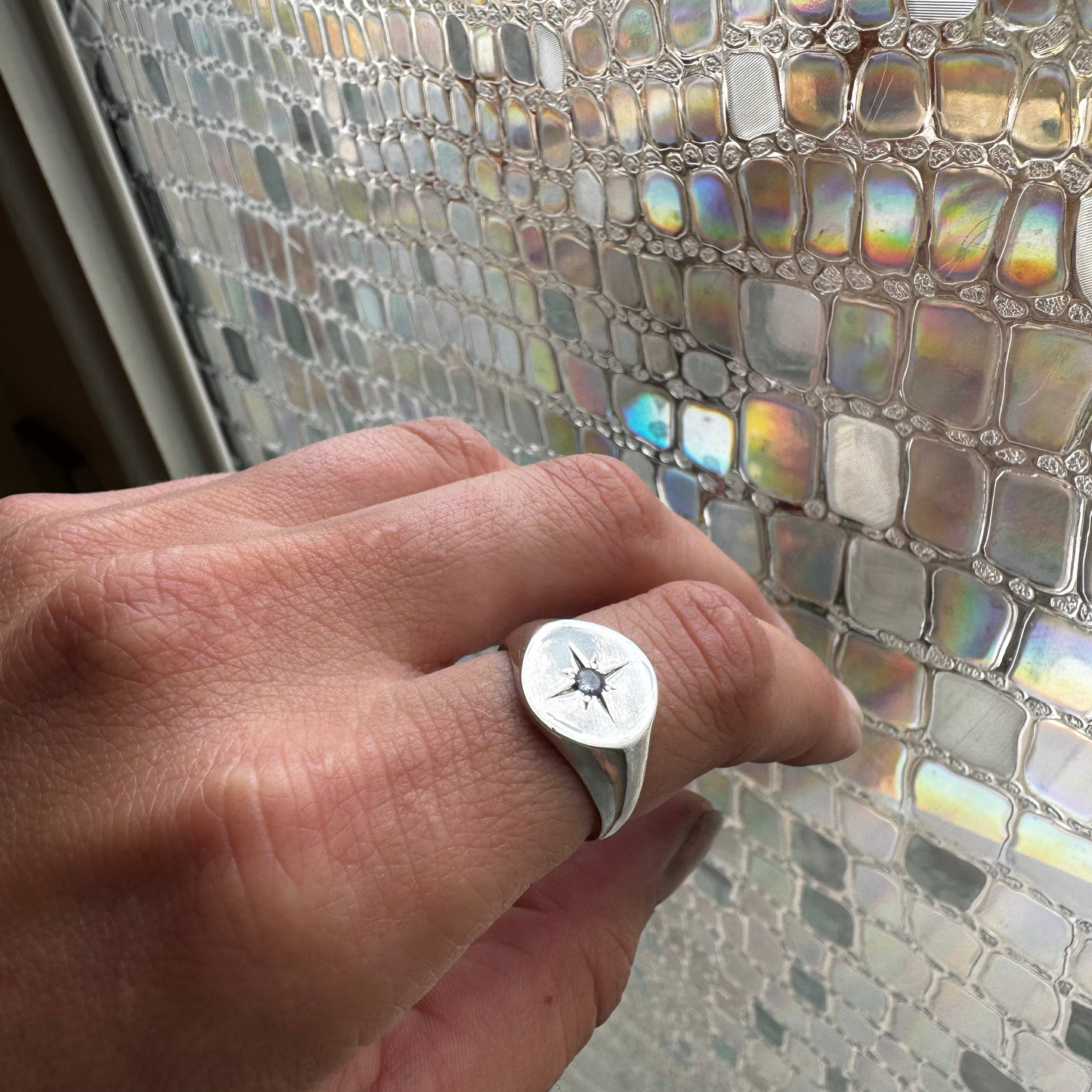 Compass Star Signet in silver