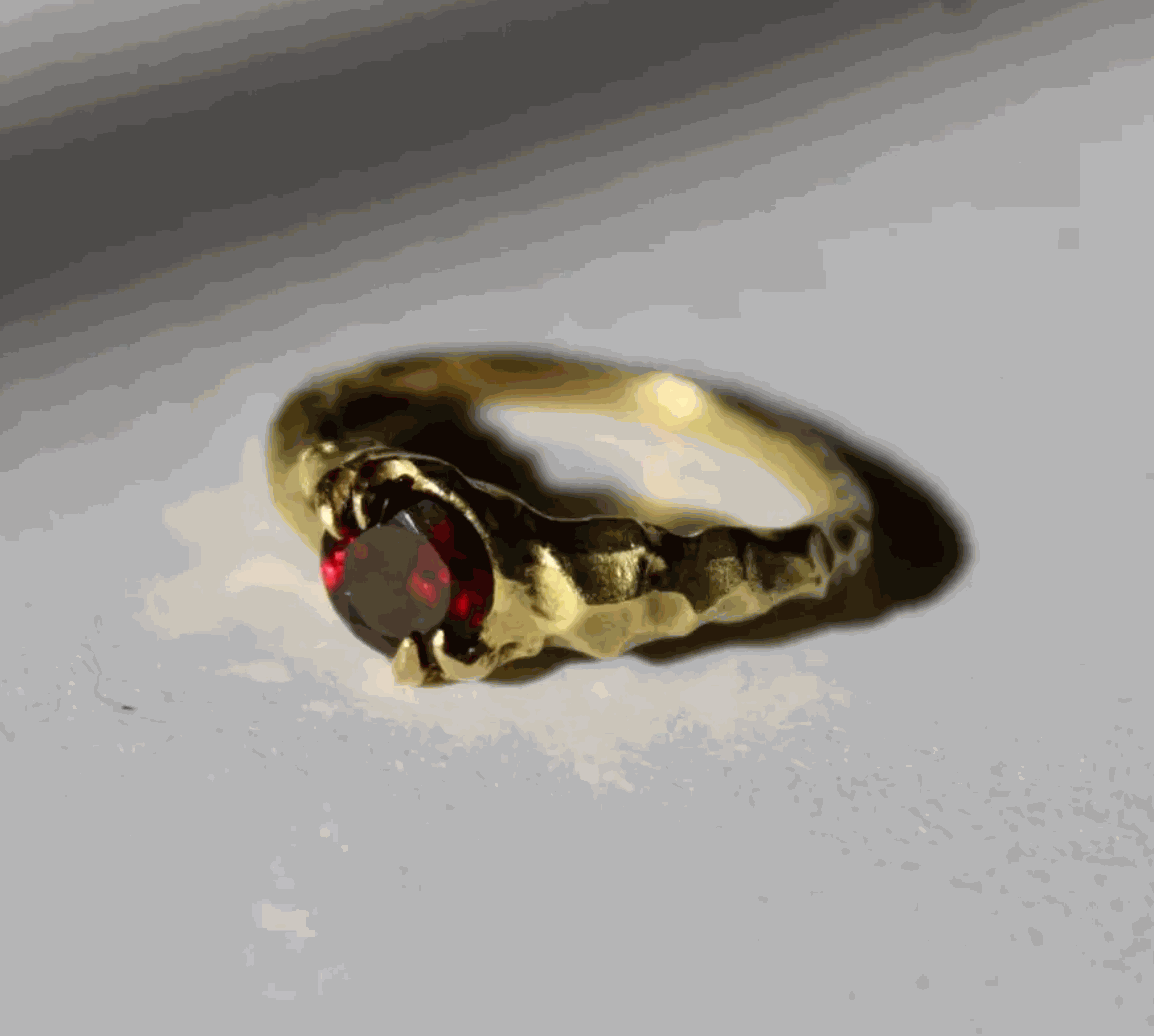 18 Karat Yellow Gold Garnet Solitaire Ring - Mary Gallagher