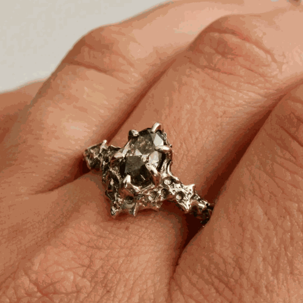 Oval Brown Diamond Floresco in White GOld