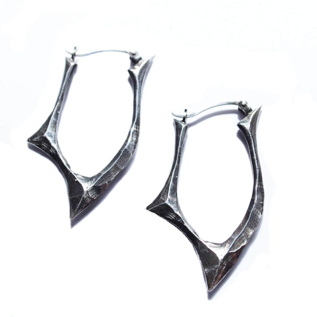 Small Blade Hoops sterling silver lightweight earrings 1.5 inches long