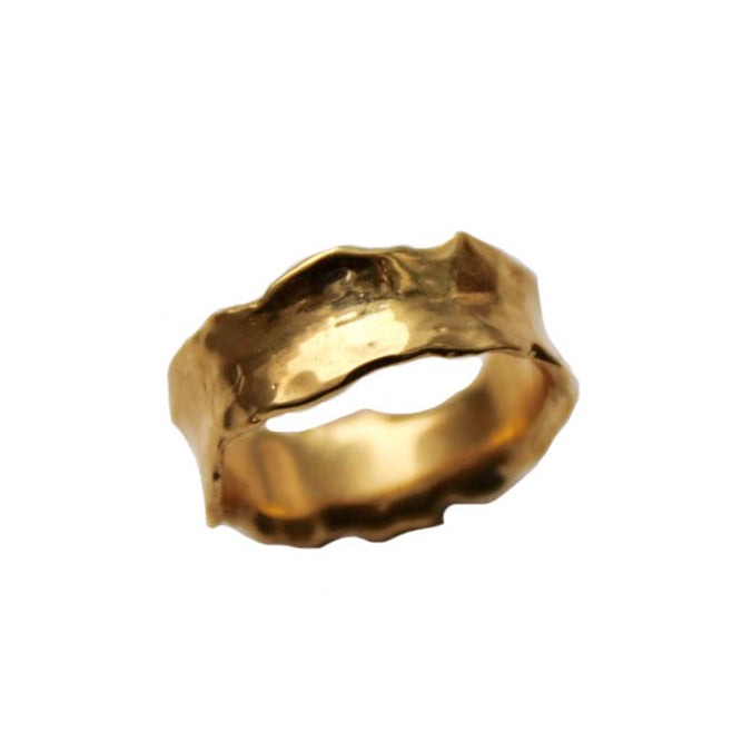 14 karat gold pipe ring with 7mm wide solid gold band