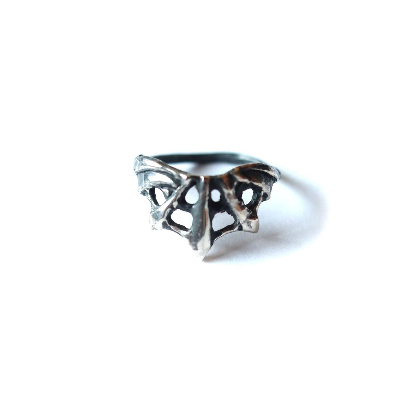 Solid sterling silver ring with intricate web design
