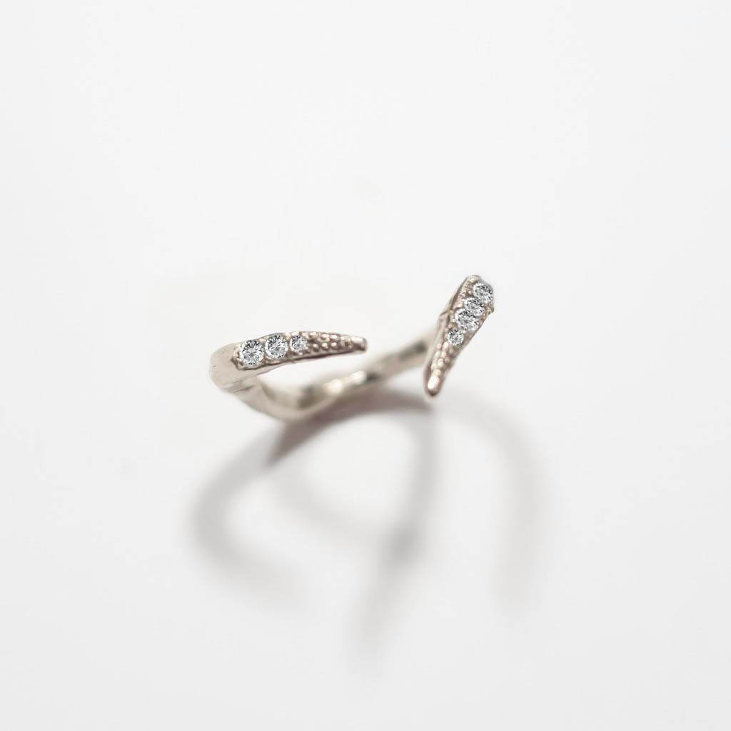 18 Karat Rose Gold Split Ring Band with Diamonds - Mary Gallagher