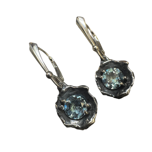 Sky Blue Topaz hinge back Earrings