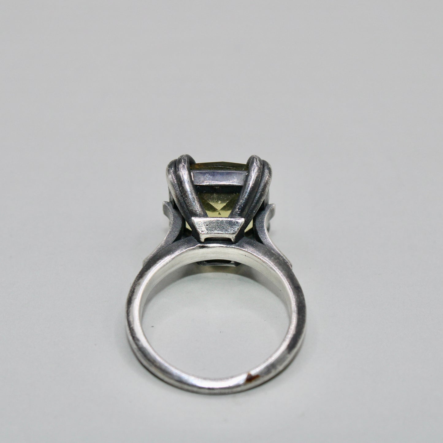 Double Claw Ring with Olive Quartz