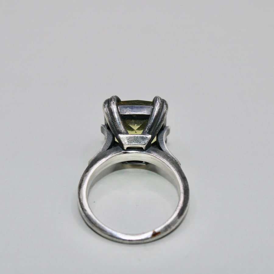 Double Claw Ring with Green Topaz