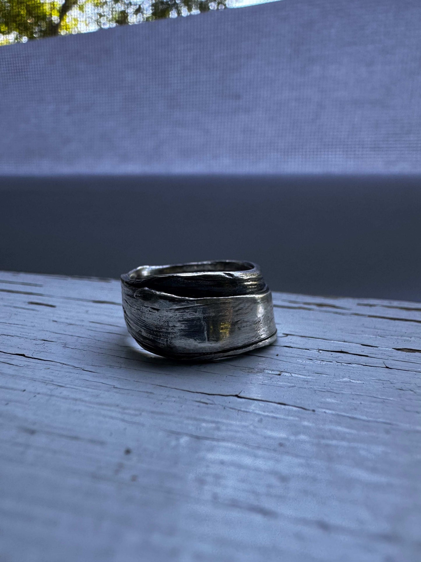 Thick wrap cigar band in sterling silver size 7.5
