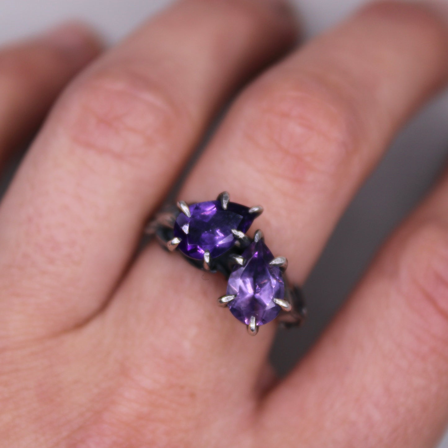 Moi et Toi Pear Ring Amethyst