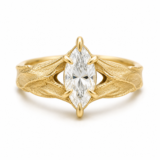 Marquise Diamond Whisp Band in Solid Gold
