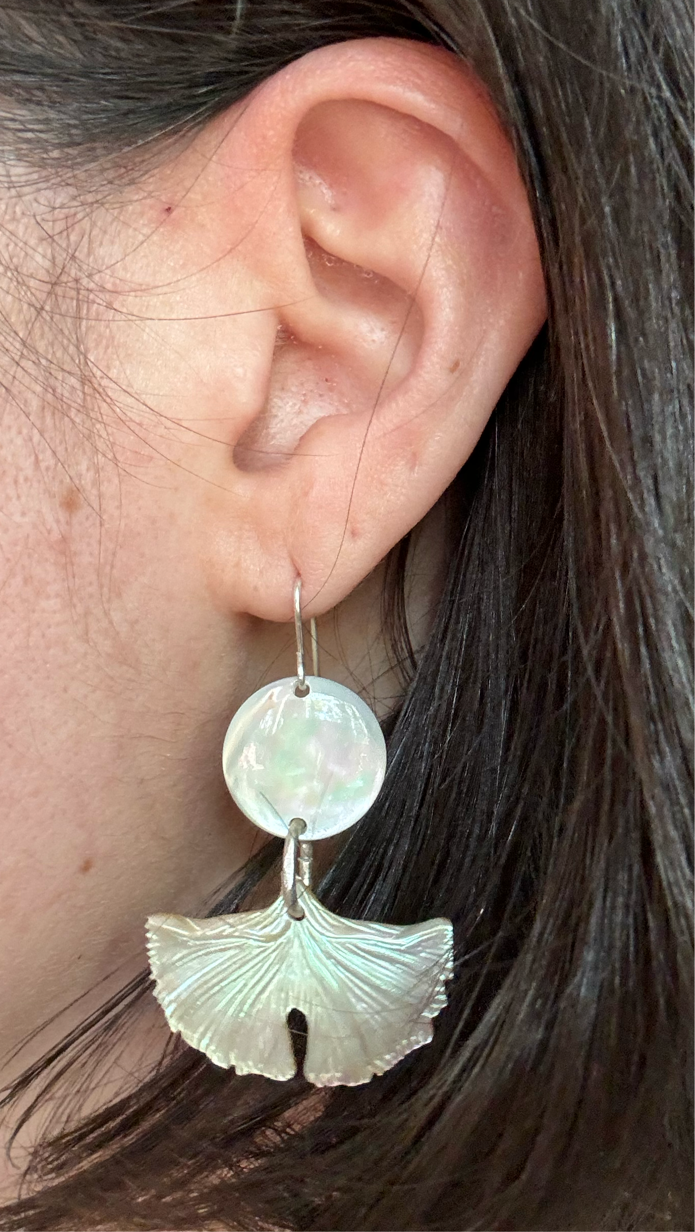 Mother of Pearl Ginkgo Earrings