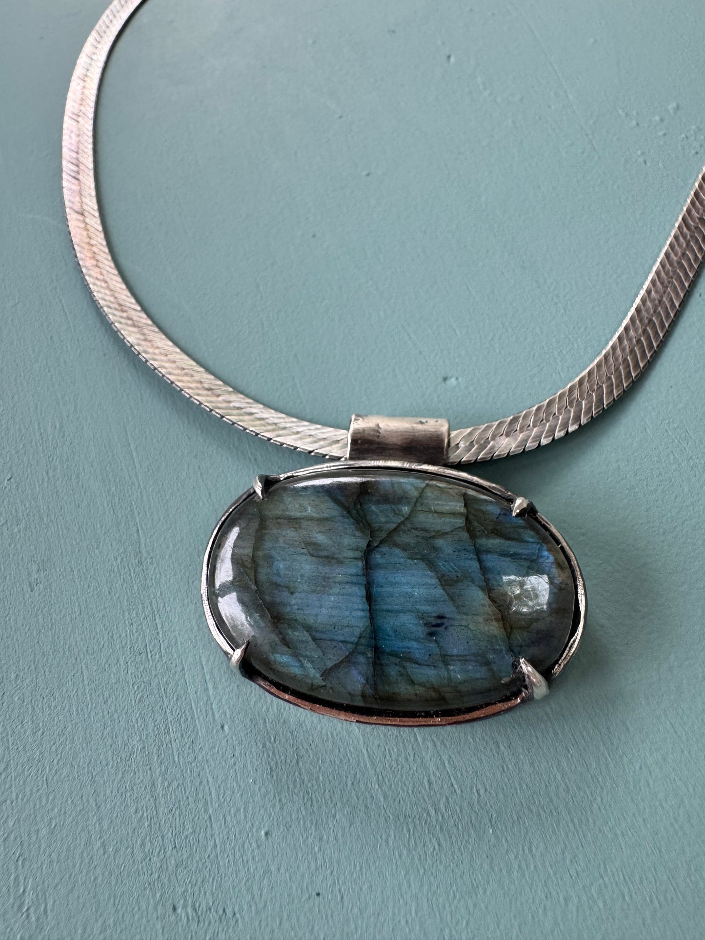 Large Labradorite Pendant with Blue Flash