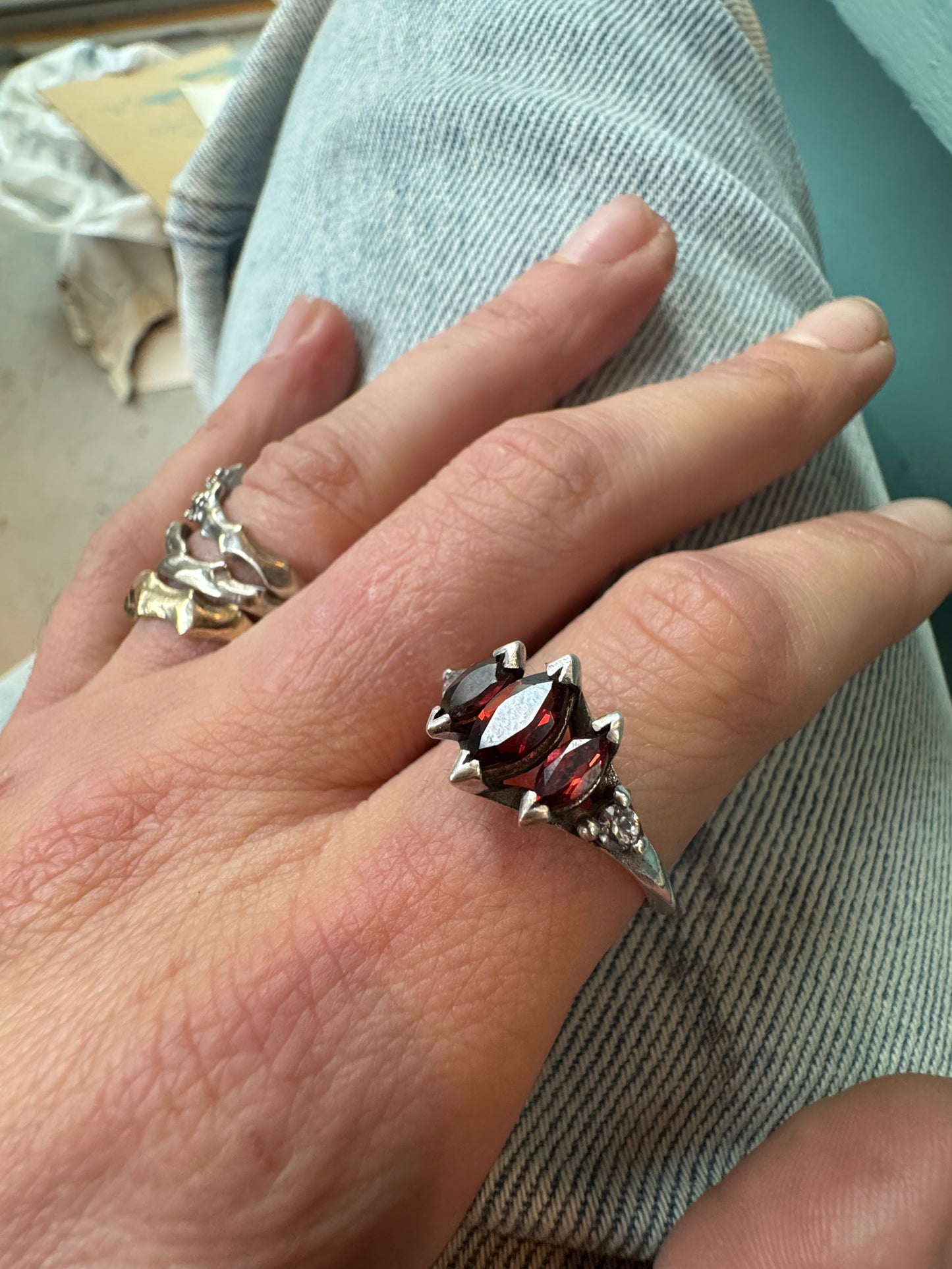 Marquise garnet ring