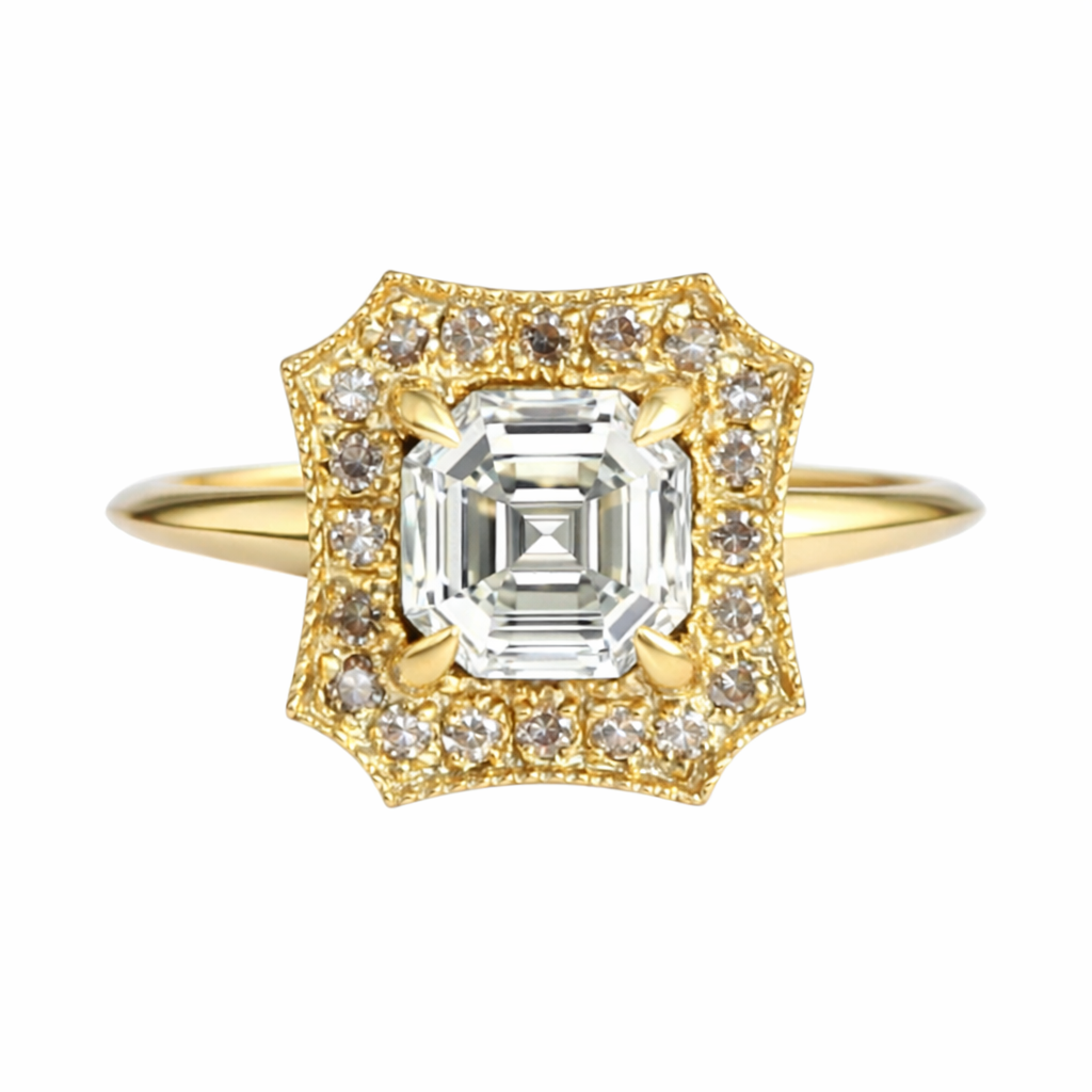 Asher Cut Diamond Halo Ring