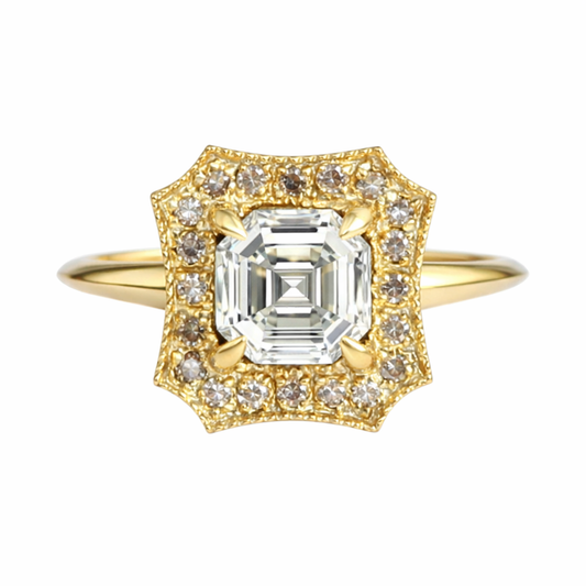 Asher Cut Diamond Halo Ring