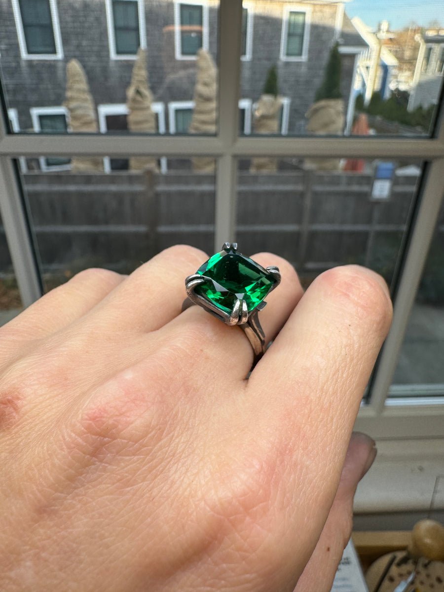 Double Claw Ring with Green Topaz