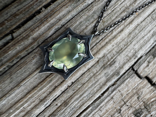 Prehnite Sterling Silver Six Point Pendant