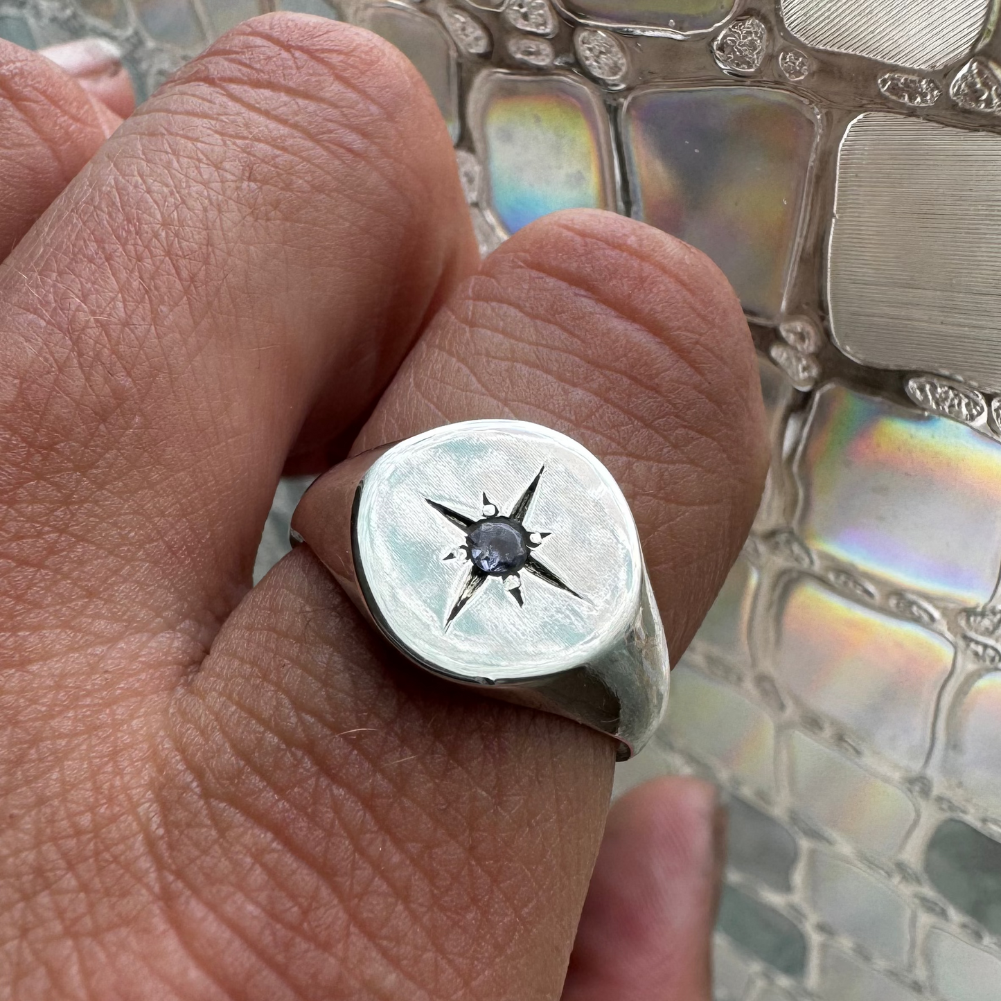 Compass Star Signet in silver