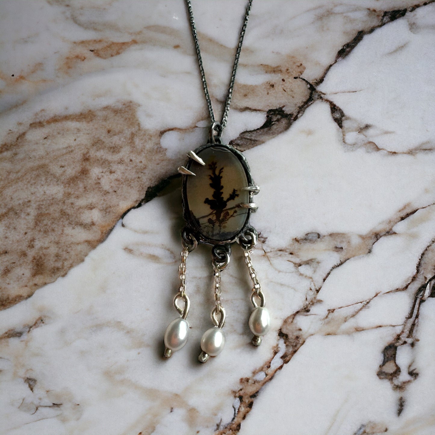 Dendritic Pearl tassel pendant