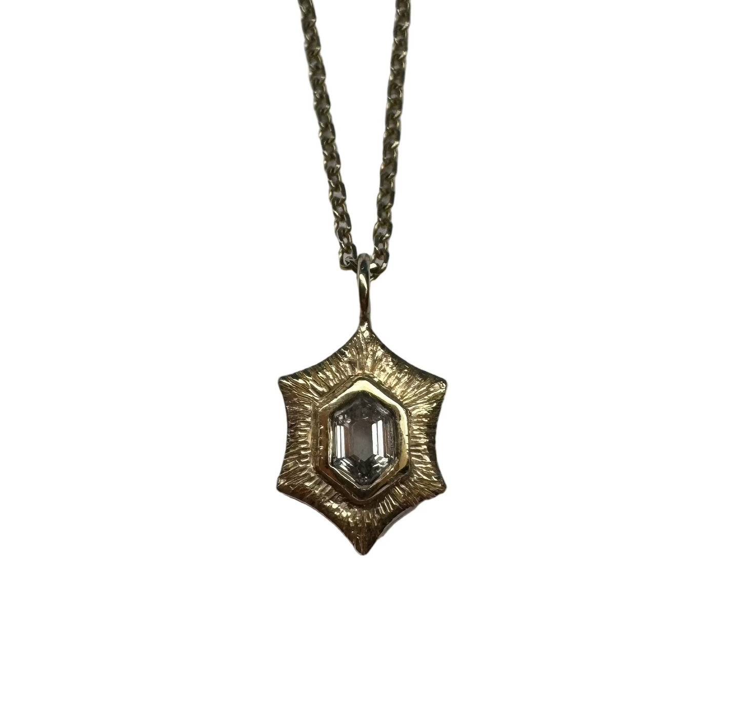 Hexagon Diamond Necklace in 14k Gold