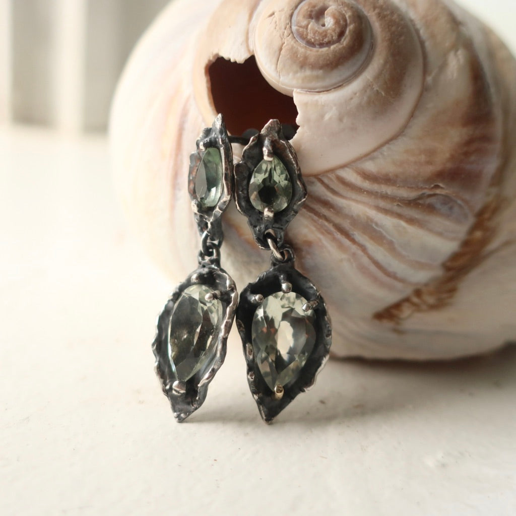 Green Amethyst Drop Earrings