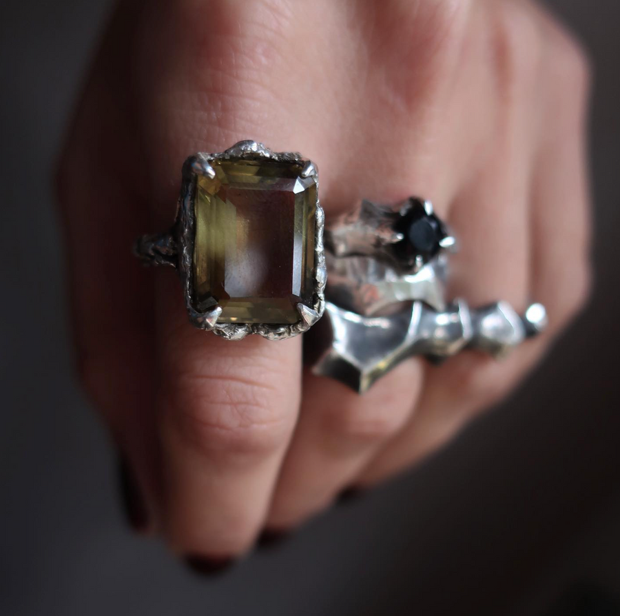 Green Amethyst Large Cocktail Ring