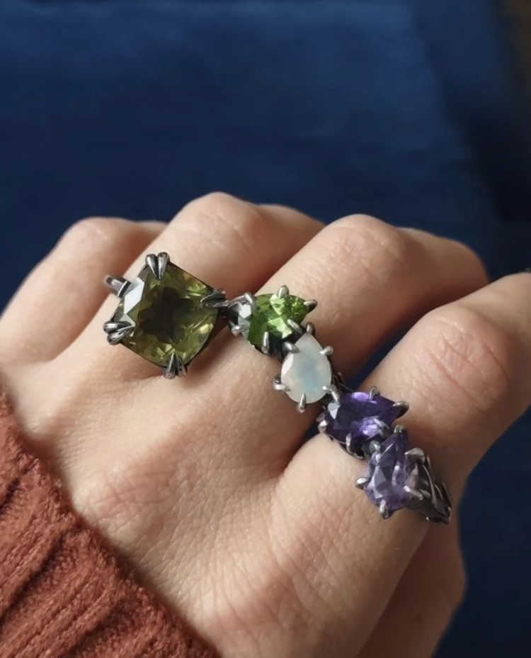 Moi et Toi Pear Ring Opal and Peridot