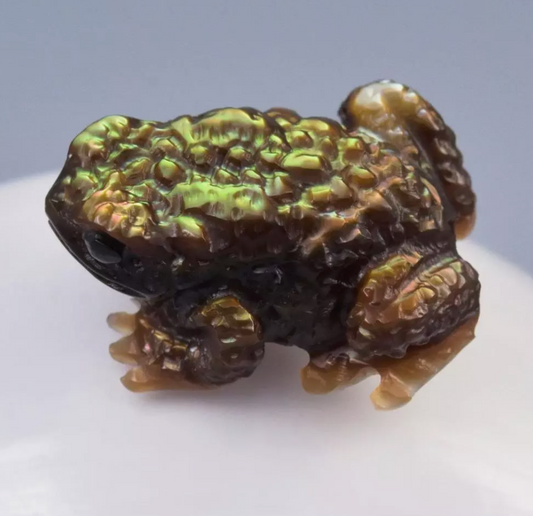 Baby Toad carved shell pendant