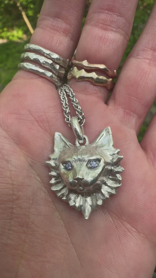 Sun Cat sculpture necklace