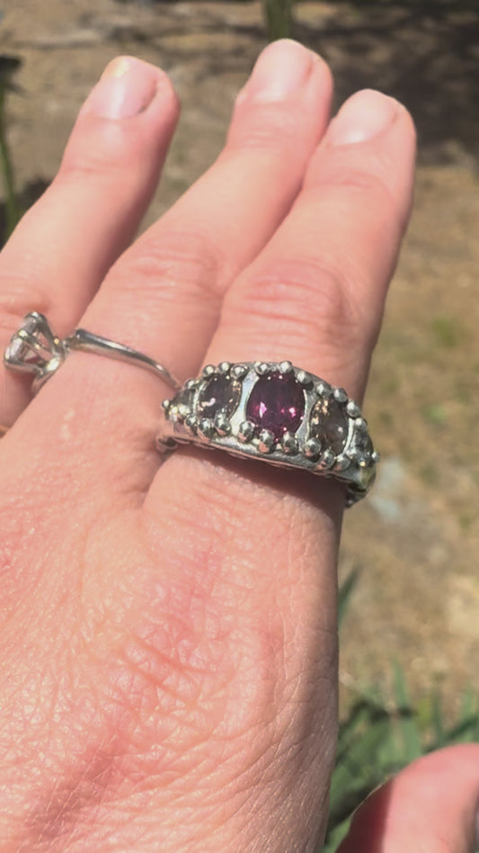 Garnet and zircon Starry Night Ring
