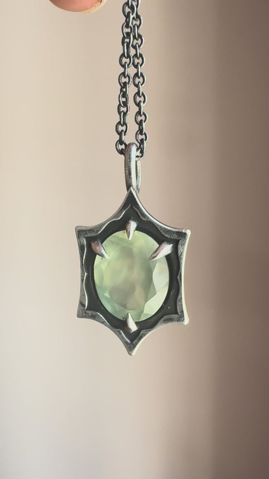 Prehnite Sterling Silver Six Point Pendant