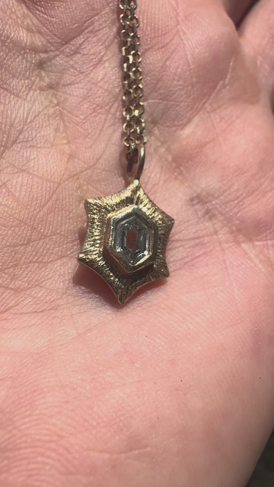 Hexagon Diamond Necklace in 14k Gold