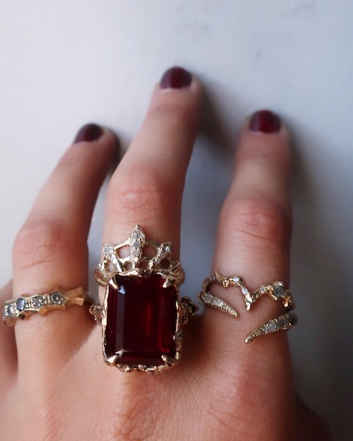 Gold Garnet Cocktail Ring - Mary Gallagher