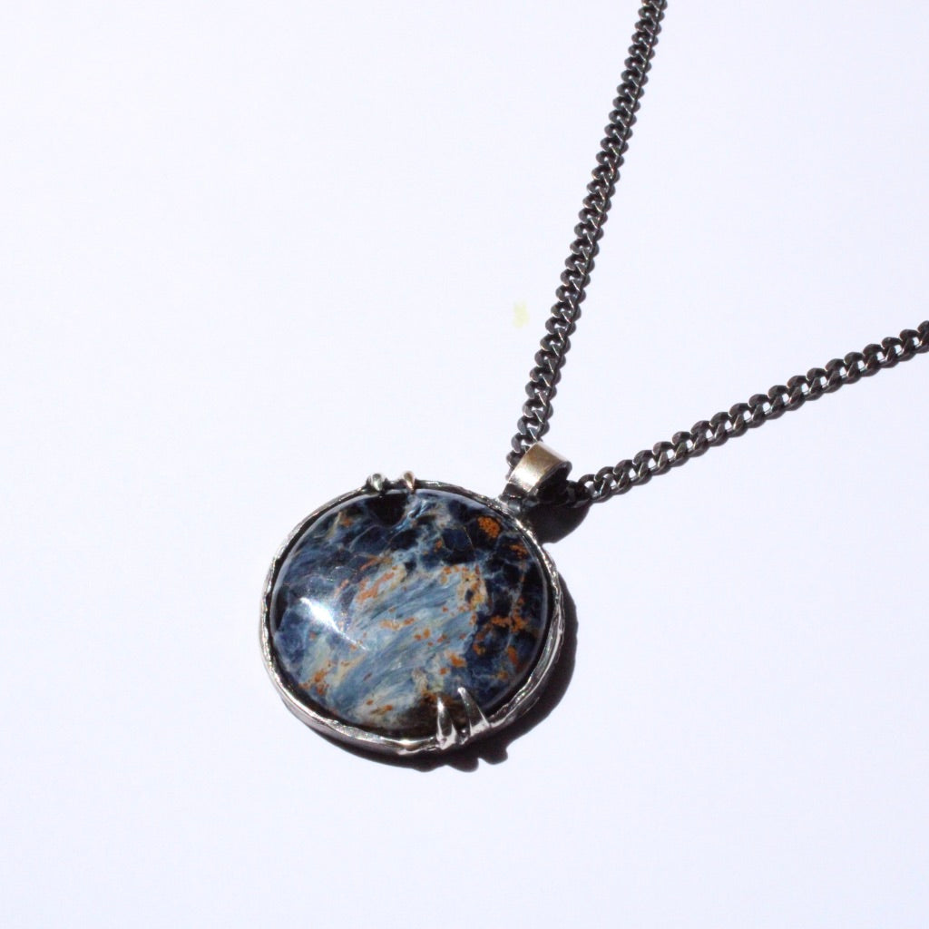 Pietersite Globe Pendant in Silver