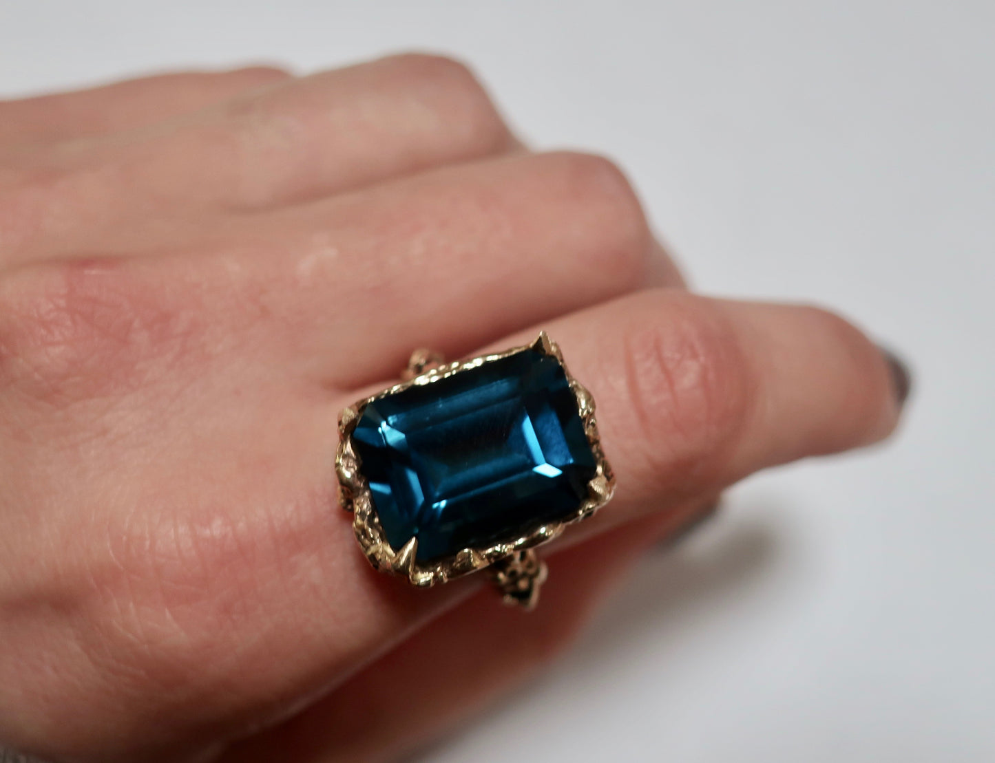 Gold London Blue Topaz Cocktail Ring - Mary Gallagher