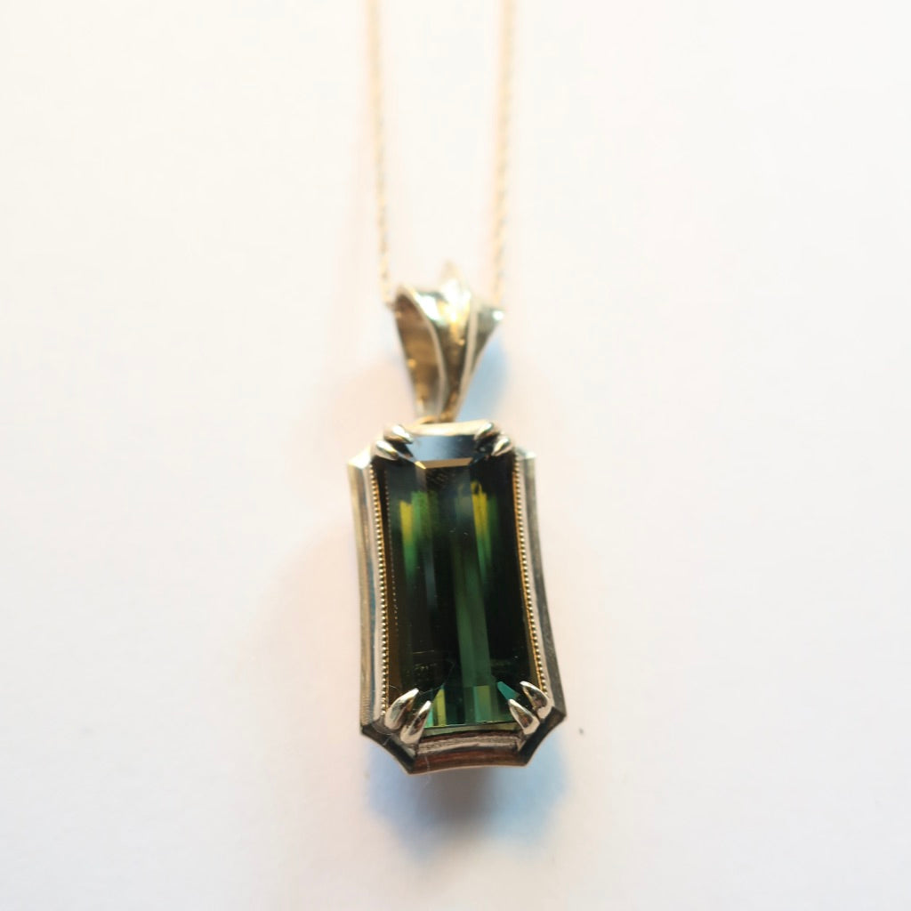 Green Tourmaline 14k Gold Pendant - Mary Gallagher