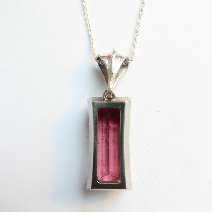 Pink Tourmaline White Gold Pendant - Mary Gallagher