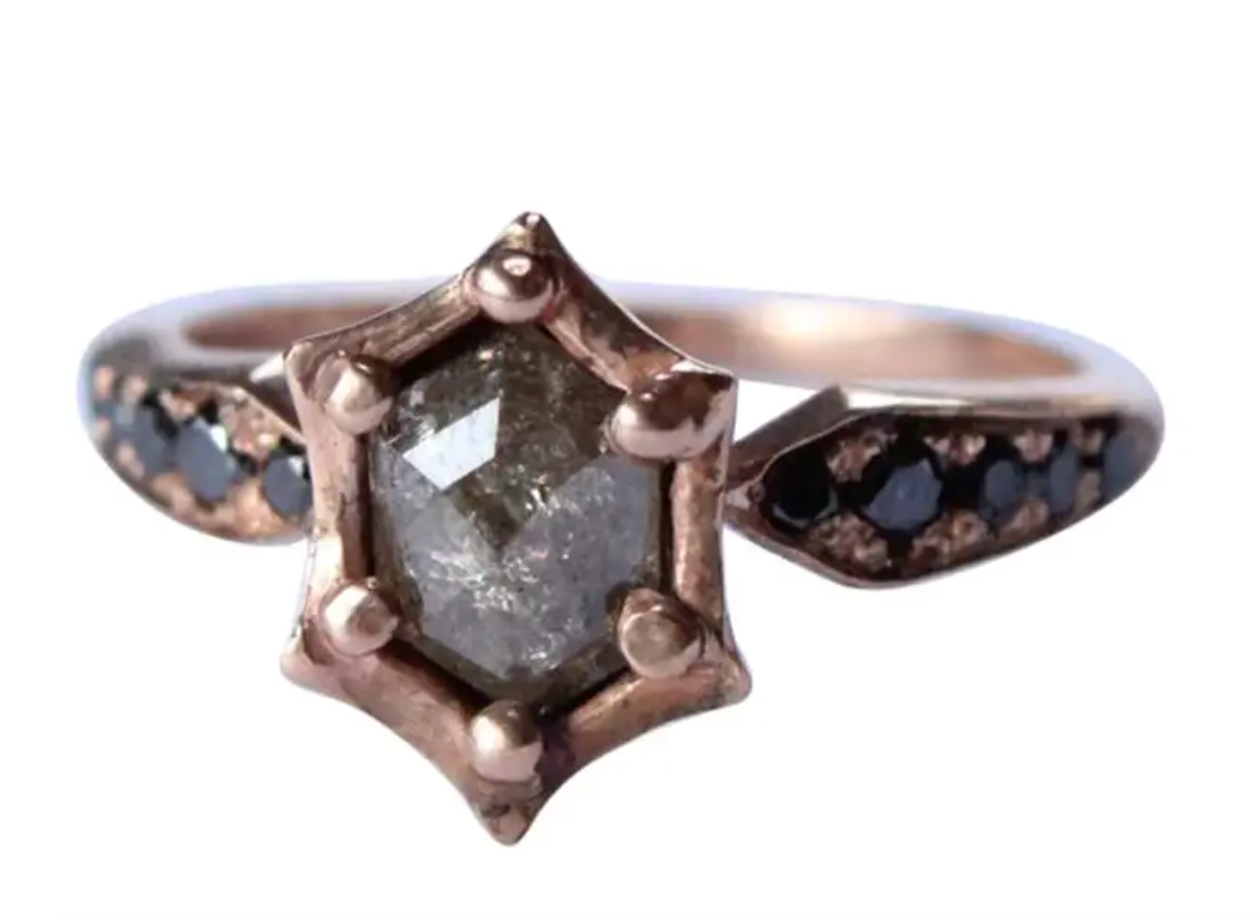14 Karat Rose Gold Hexagon Diamond Ring - Mary Gallagher