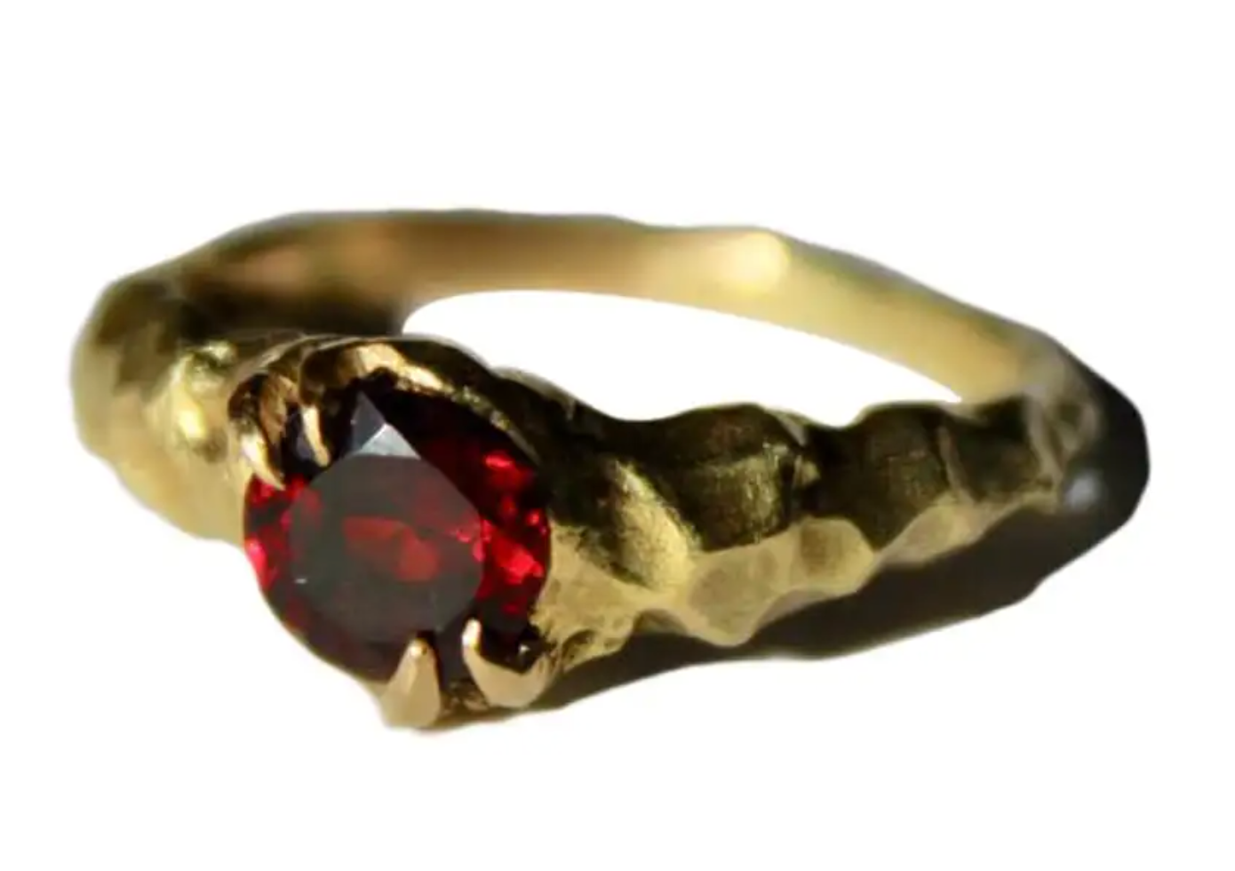 18 Karat Yellow Gold Garnet Solitaire Ring - Mary Gallagher