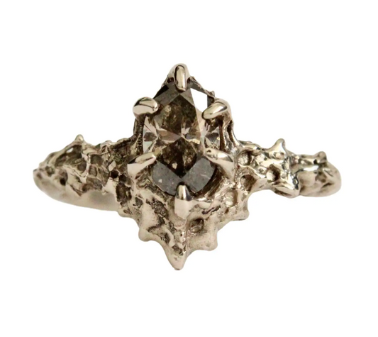 Oval Brown Diamond Floresco in White GOld